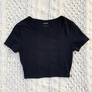 Black Short Sleeve Crop Top